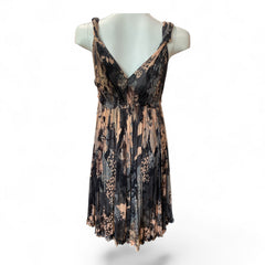 Dolce & Gabbana Pleated Floral Dress – Black & Salmon – Size IT 42
