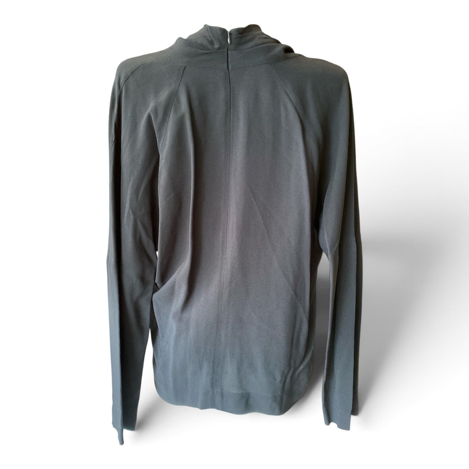 Dries Van Noten Navy Blue Ruched Long-Sleeve Blouse – Size 42