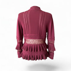 Elie Saab Lace & Frill Viscose Jacket – Purple – Size 38