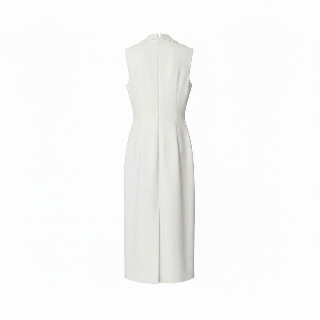 Elie Saab White Double-Breasted Gold Button Dress - Size 39