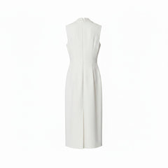 Elie Saab White Double-Breasted Gold Button Dress - Size 39
