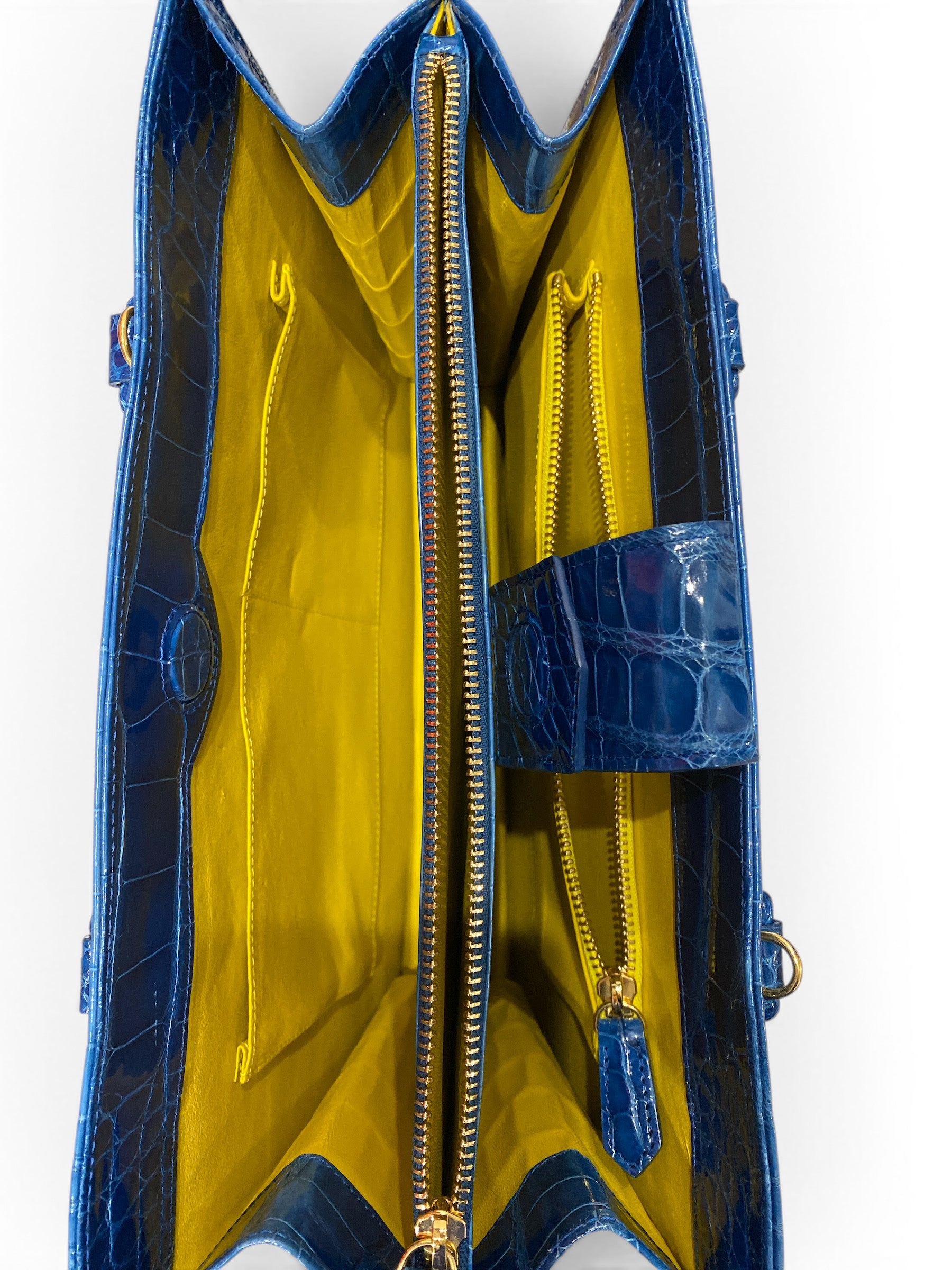 Ethan K Blue Crocodile Leather Top Handle Bag with Certificate