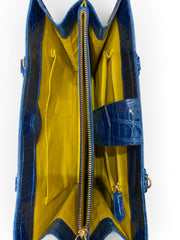 Ethan K Blue Crocodile Leather Top Handle Bag with Certificate