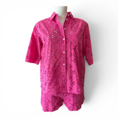 Étoile Coral Eyelet Set – Fuchsia – Size S/M