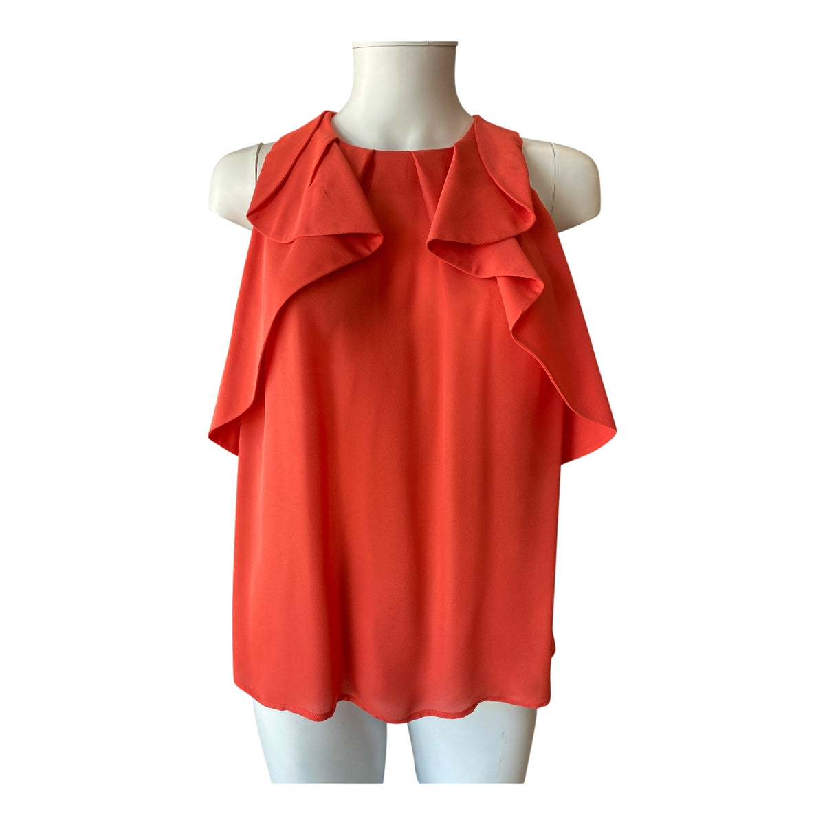Etro Silk Ruffle Sleeveless Top Coral Size 40