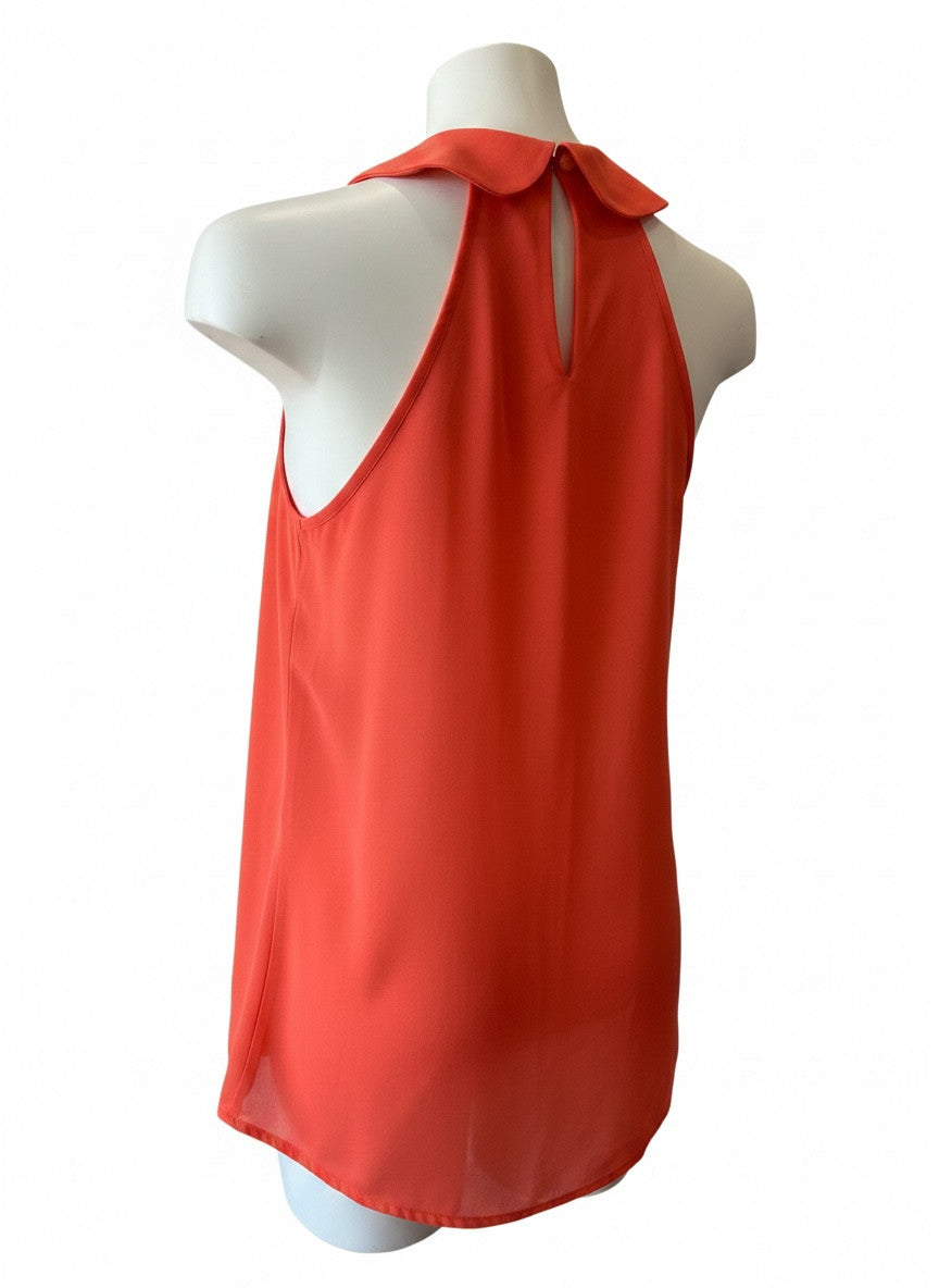 Etro Silk Ruffle Sleeveless Top Coral Size 40