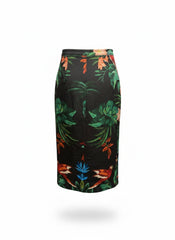 Farm Rio Midnight Macaw Fiesta Linen-Blend Wrap Skirt - Size Small