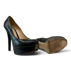 Fendi Fendista Black Leather Platform Pumps – Size 37