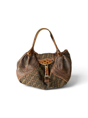 Fendi Spy Zucca Monogram Leather Shoulder Bag – Brown & Black