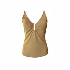 Fendi Metallic Gold Knit Sleeveless Top – Size 42
