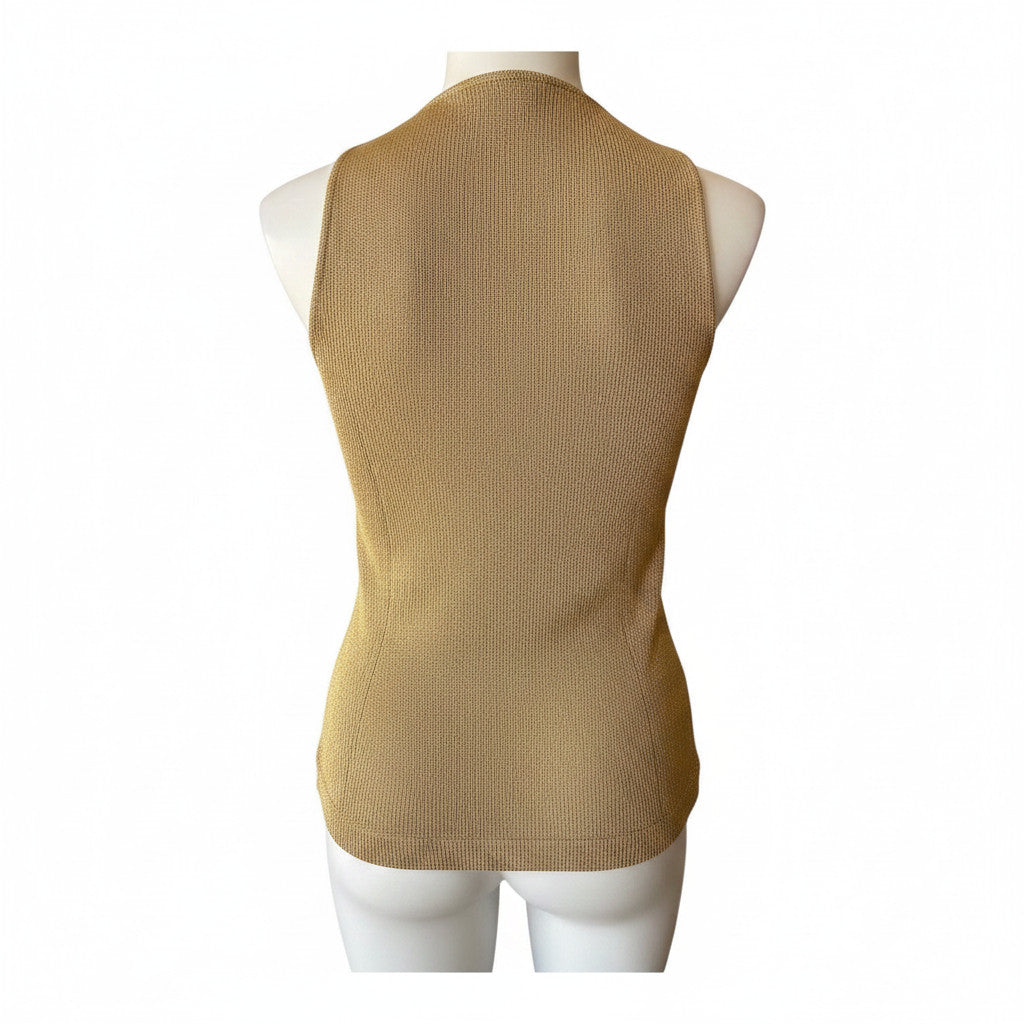 Fendi Metallic Gold Knit Sleeveless Top – Size 42