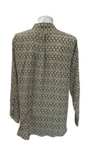 Blusa de seda Fendi Monogram con estampado FF beige y negro - Talla 48