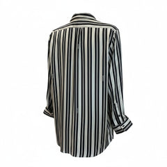 Camisa de seda Fendi a rayas blancas y negras, talla 48