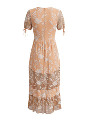 For Love & Lemons Mia Maxi Dress Peach Embroidered Mesh – Size Large