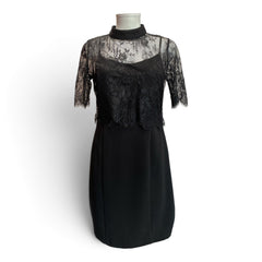 Forel Black Floral Lace Midi Dress – Size 44