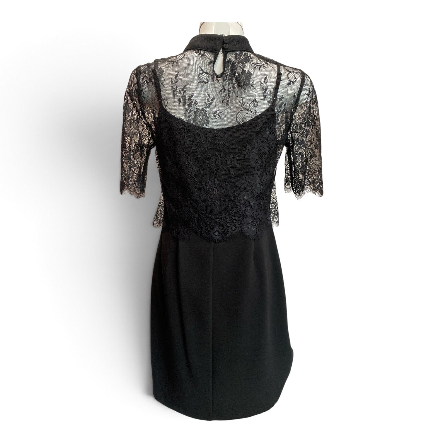 Forel Black Floral Lace Midi Dress – Size 44