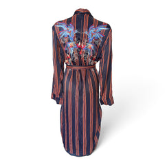 Free People Atrium Embroidered Duster – Navy Blue & Orange – XS