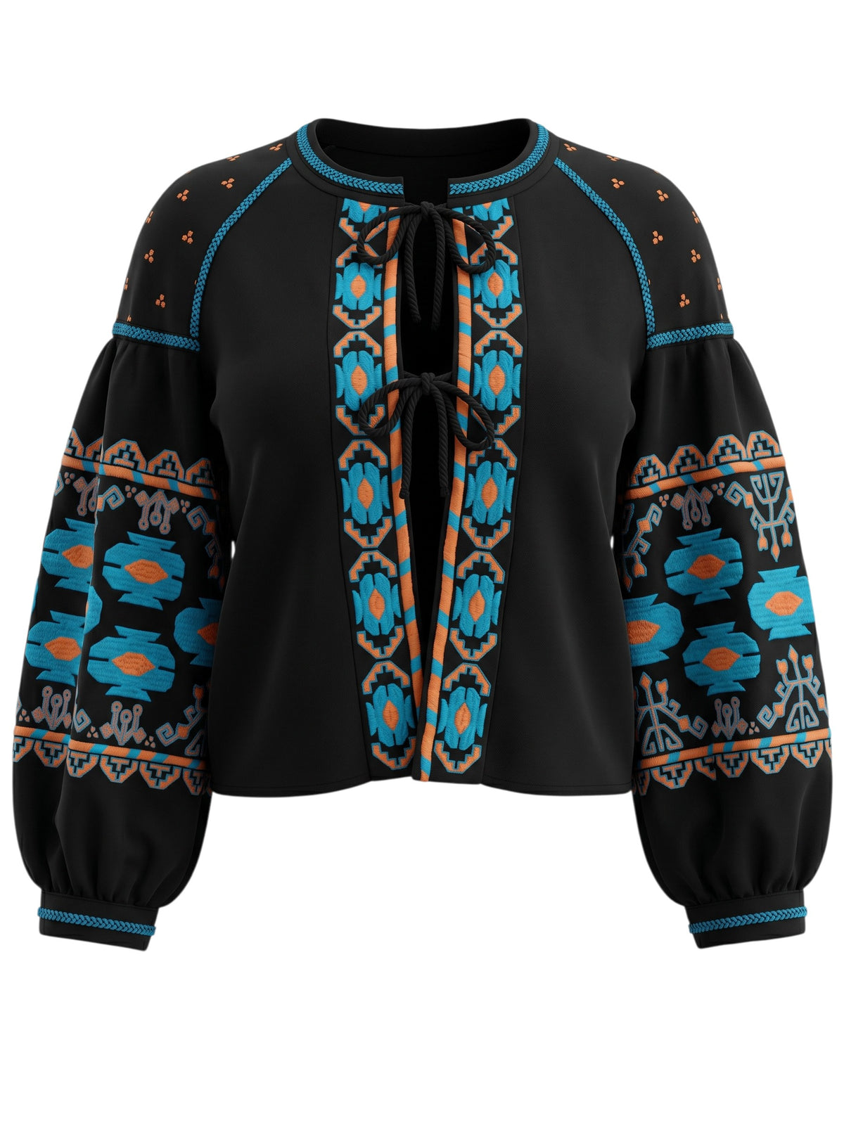 Free People Embroidered Swingy Jacket Black – No Size Tag