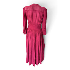 Free People Flora Embroidered Midi Dress – Burgundy – XS