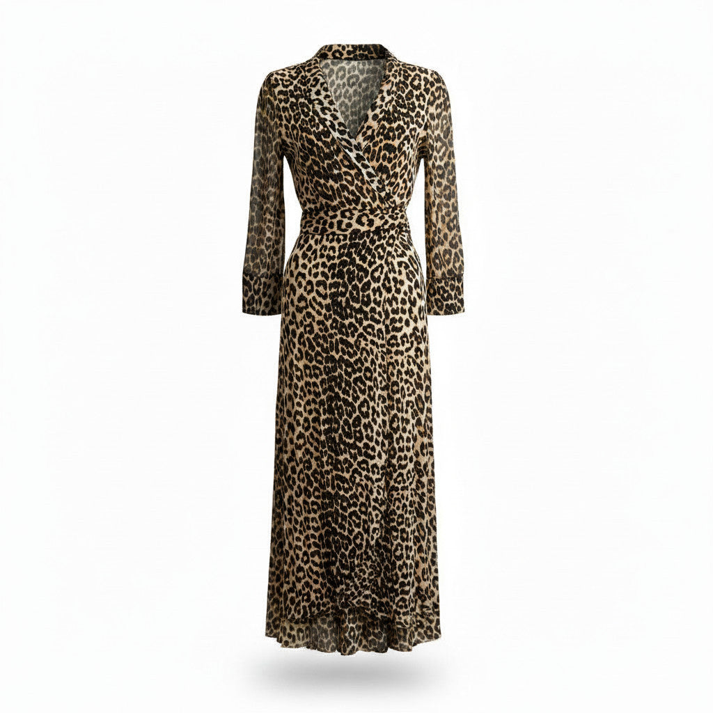 Ganni Leopard Print Midi Dress - Size 36