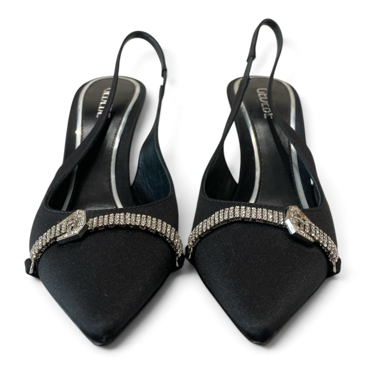 Gedebe Dominique Black Satin Slingback Pumps – Size 37
