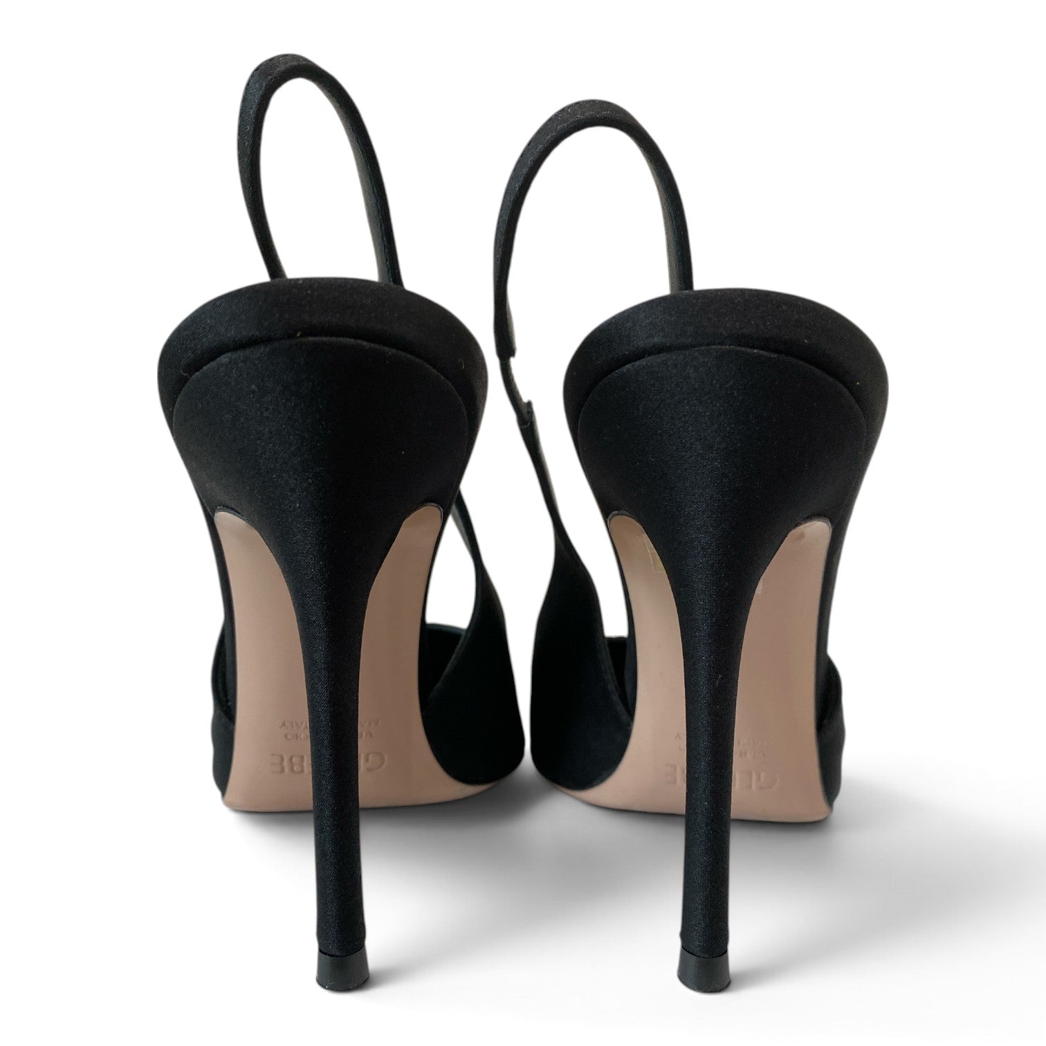 Gedebe Dominique Black Satin Slingback Pumps – Size 37