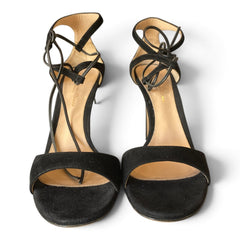 Gianvito Rossi Darcy Double Ankle-Strap Suede Sandals – Black – Size 38.5