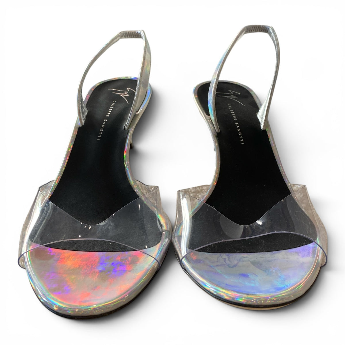 Giuseppe Zanotti Silver PVC Sandals – Size 40
