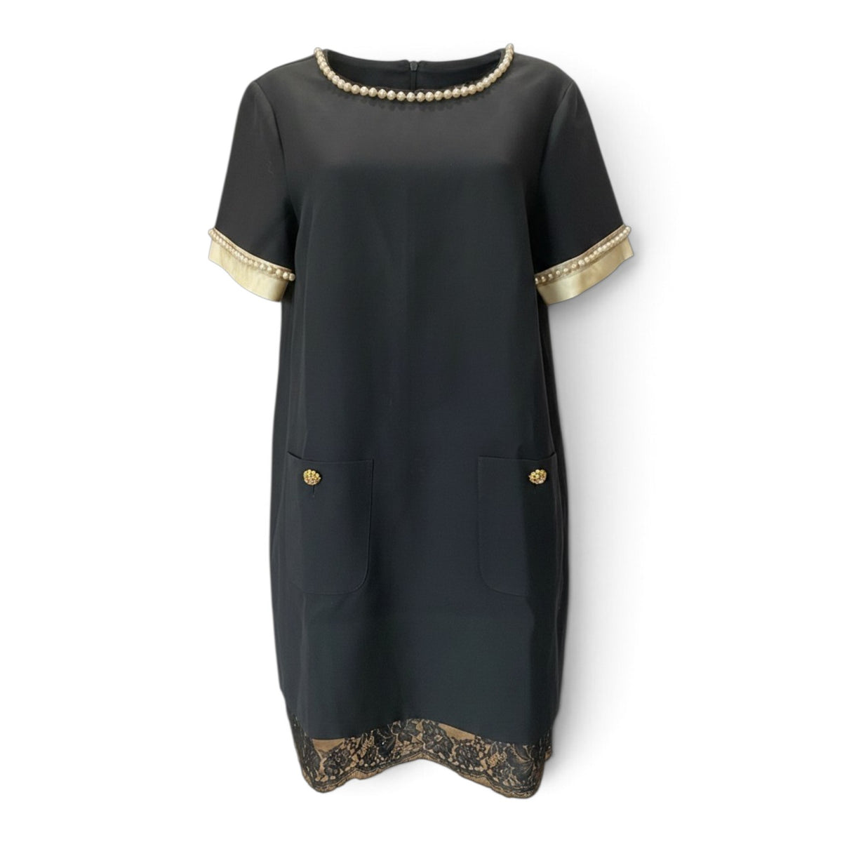 Gucci Pearl Embellished Shift Dress – Black – Size 46