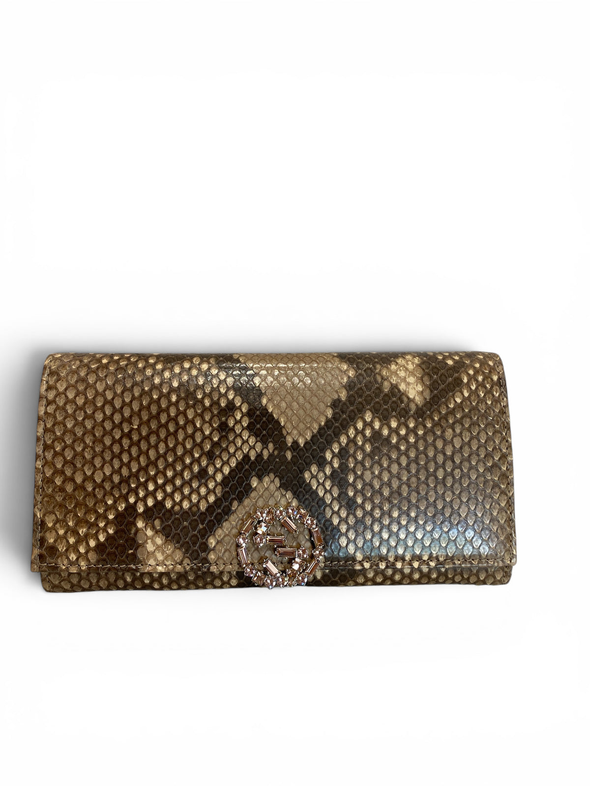 Gucci Python Continental Wallet with Crystal Interlocking G