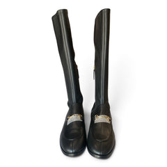 Gucci Horsebit Black Leather Knee-High Flat Boots – Size 40