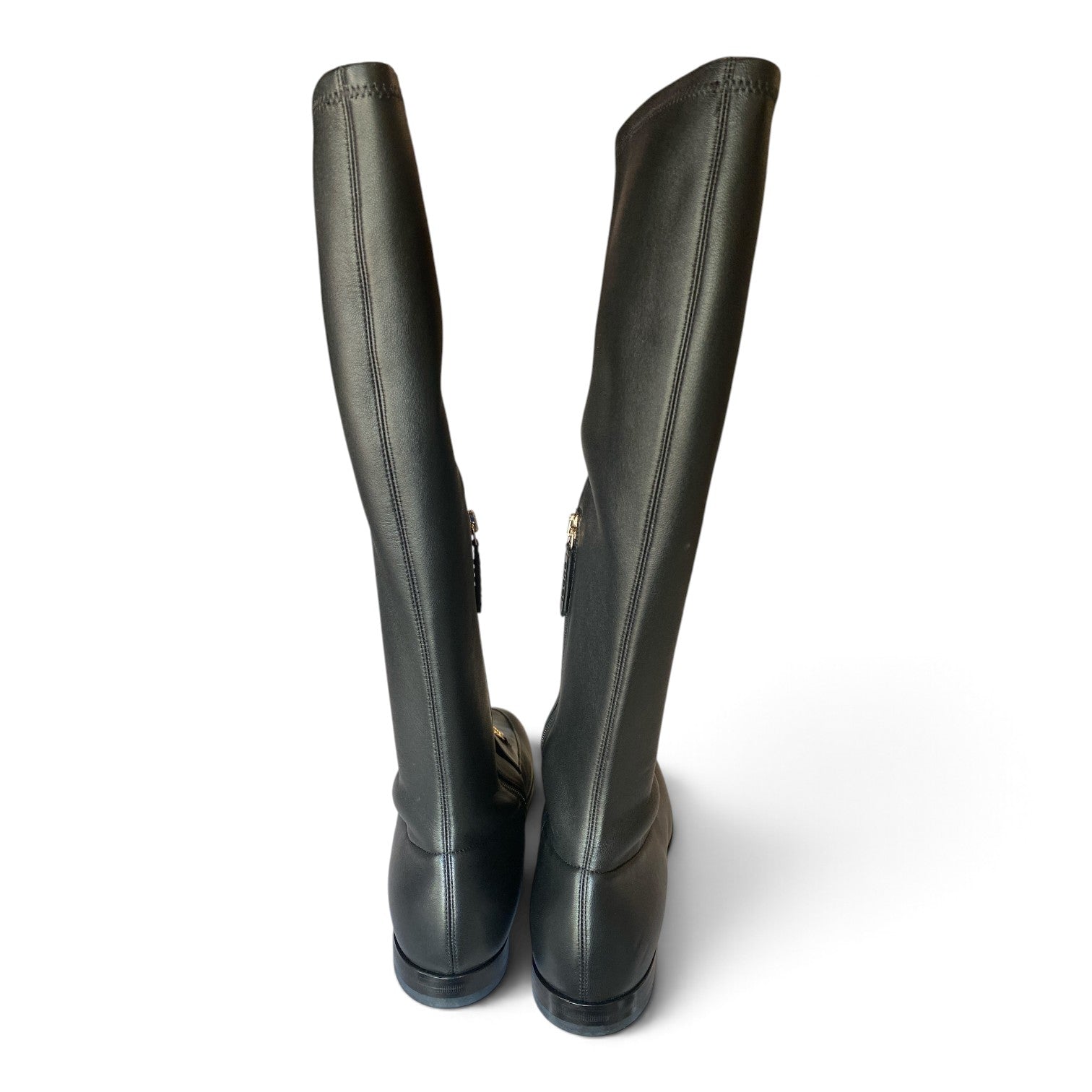 Gucci Horsebit Black Leather Knee-High Flat Boots – Size 40