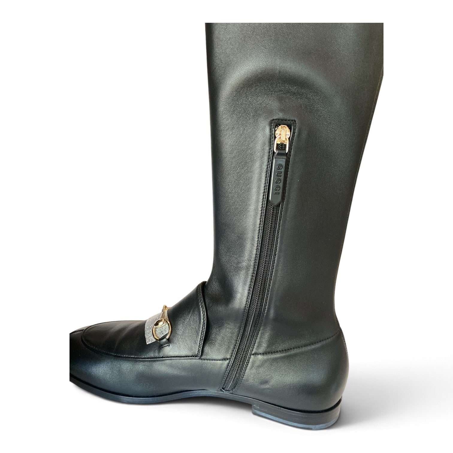 Gucci Horsebit Black Leather Knee-High Flat Boots – Size 40