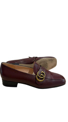 Gucci Marmont Loafers Burgundy Leather GG Logo - Size 38.5 - with Dust Bag
