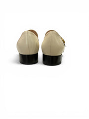 Gucci Marmont White Leather Low Heel Loafers Gold Double G Logo, with Dust Bag - Size 39