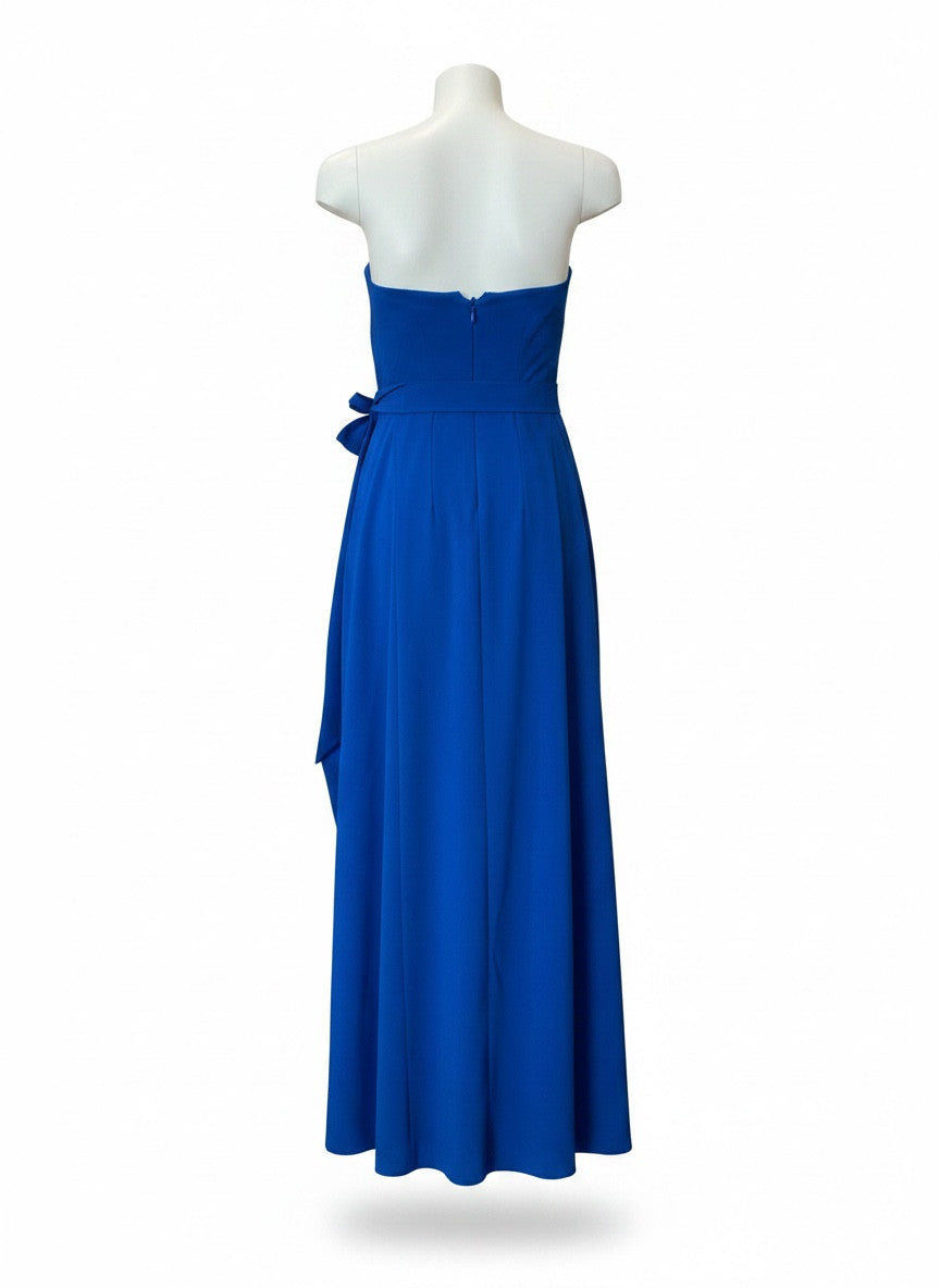 Halston Strapless Blue Maxi Dress with Belt – Size 0