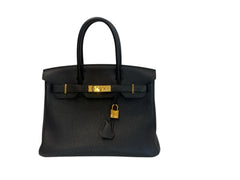 Bolso Hermès Birkin 30 Noir de cuero Togo negro, herrajes dorados, auténtico