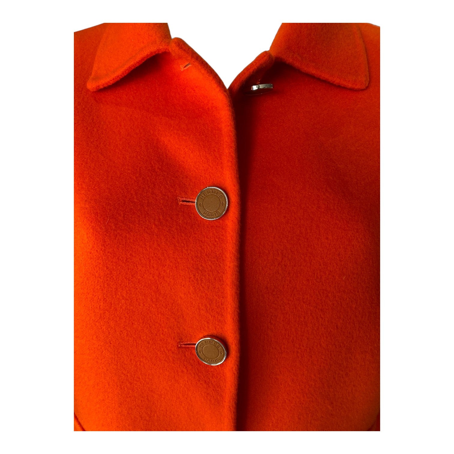 Hermès Rouge Cornaline Double-Faced Cashmere Jacket – Orange – Size 42