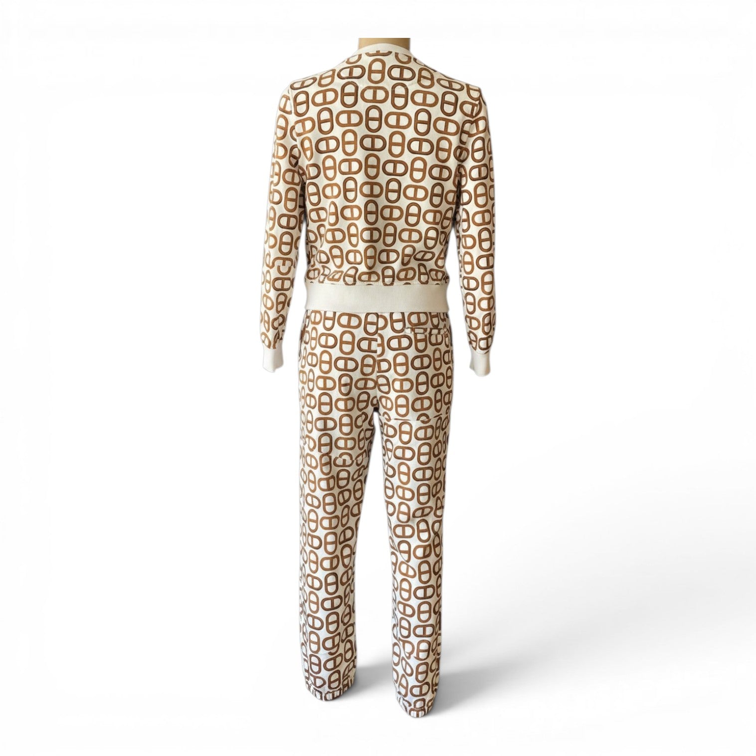 Hermès Palefroi Remix Jacket & Pants Set – White & Brown – Size 36