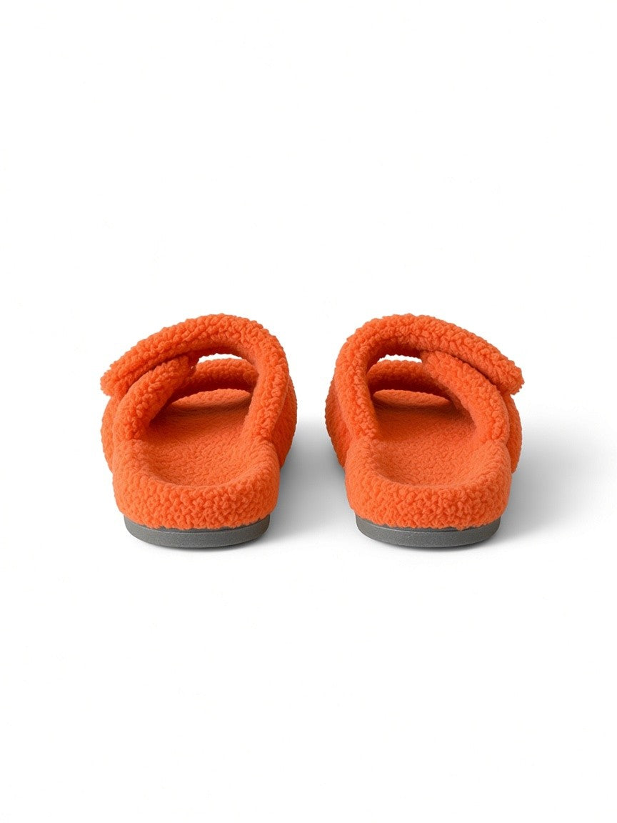 Hermès Chypre Shearling Sandals – Orange – Size 39.5