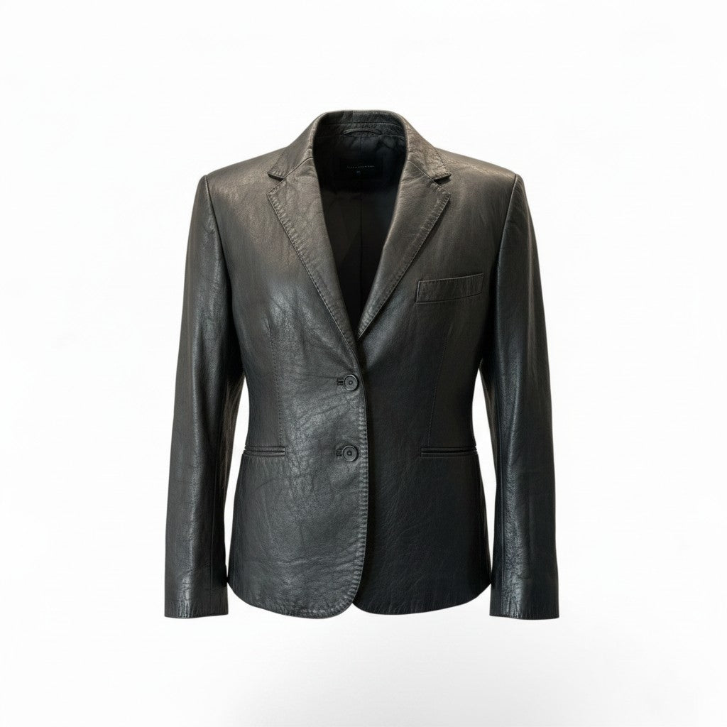 Hermès Black Leather Blazer – Size 42