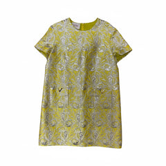 Valentino Garavani Iris Brocade Mini Dress Yellow Floral - Size 50