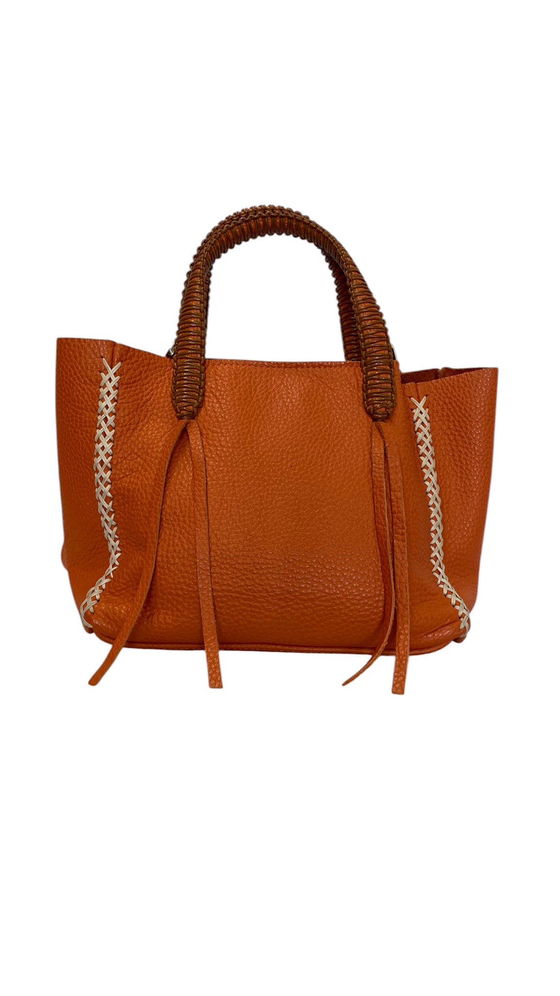 Bolso tote de cuero naranja con asa tejida Callista Crafts Bolso icónico