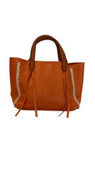 Bolso tote de cuero naranja con asa tejida Callista Crafts Bolso icónico