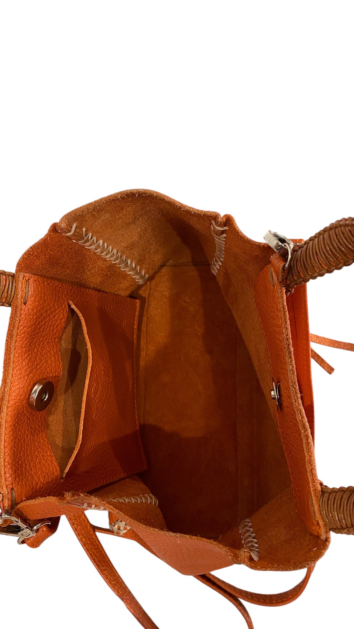 Bolso tote de cuero naranja con asa tejida Callista Crafts Bolso icónico