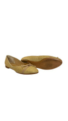 Salvatore Ferragamo Beige Woven Ballet Flats Bow Detail - Size 10