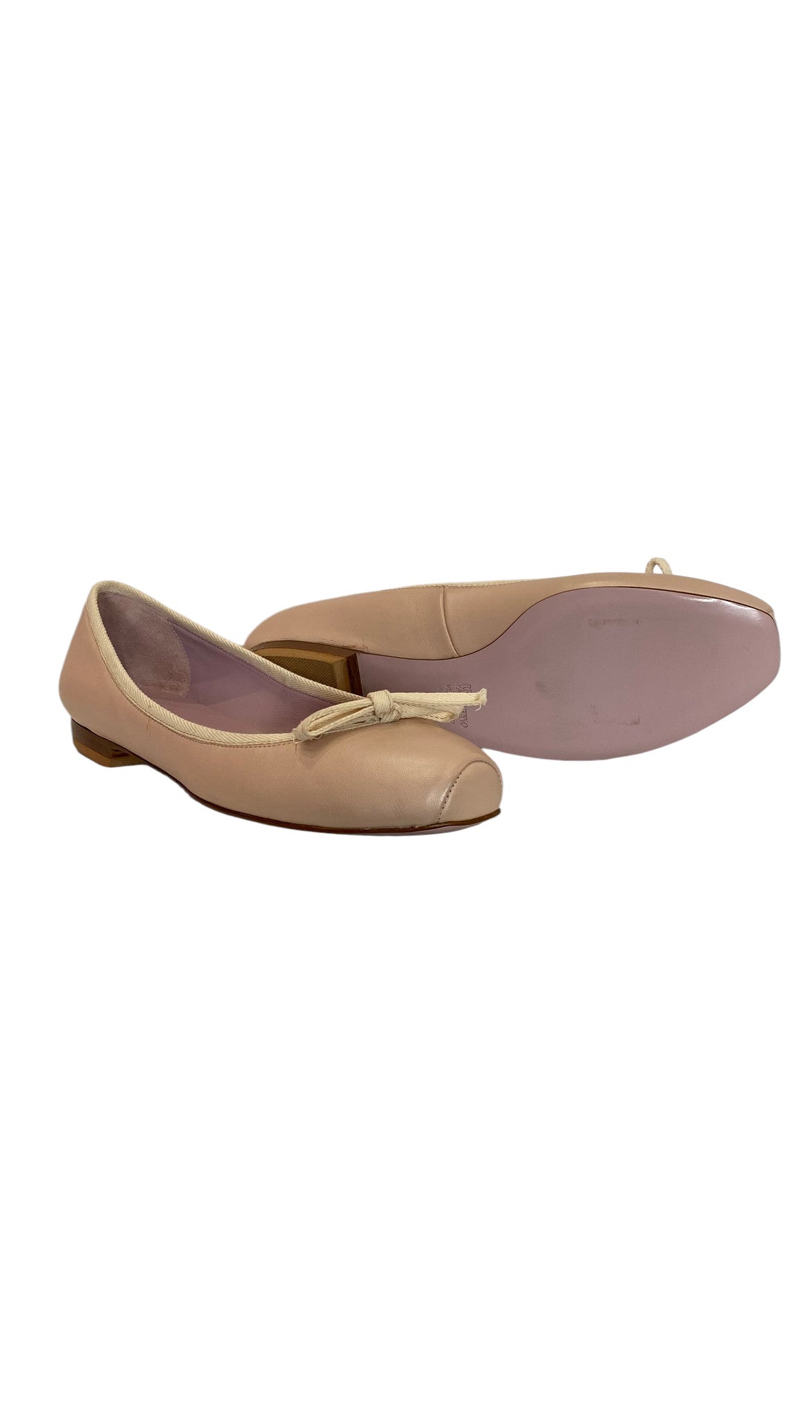 RED Valentino City Ballet Flats Dusty Pink Leather Bow - Size 41