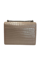Saint Laurent Medium Sunset Croc Embossed Shoulder Bag Beige