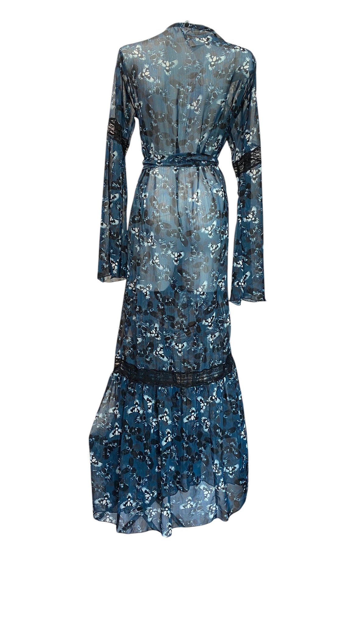 Βάσια Κωστάρα Blue Black Wrap Kaftan Dress One Size Statement Resort Wear
