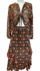 Vassia Kostara Floral Co-ord Set Skirt and Top, Romantic Designer Set - Size S/M